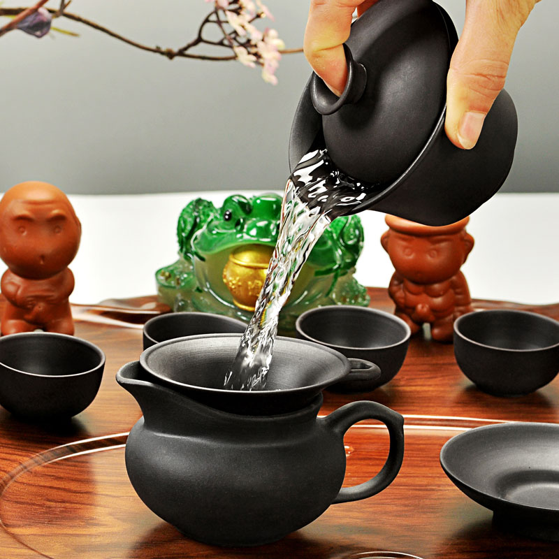 Hui, make tea set violet arenaceous kung fu tea tureen cups chicken wings wood science and technology of a complete set of spittor tea tray