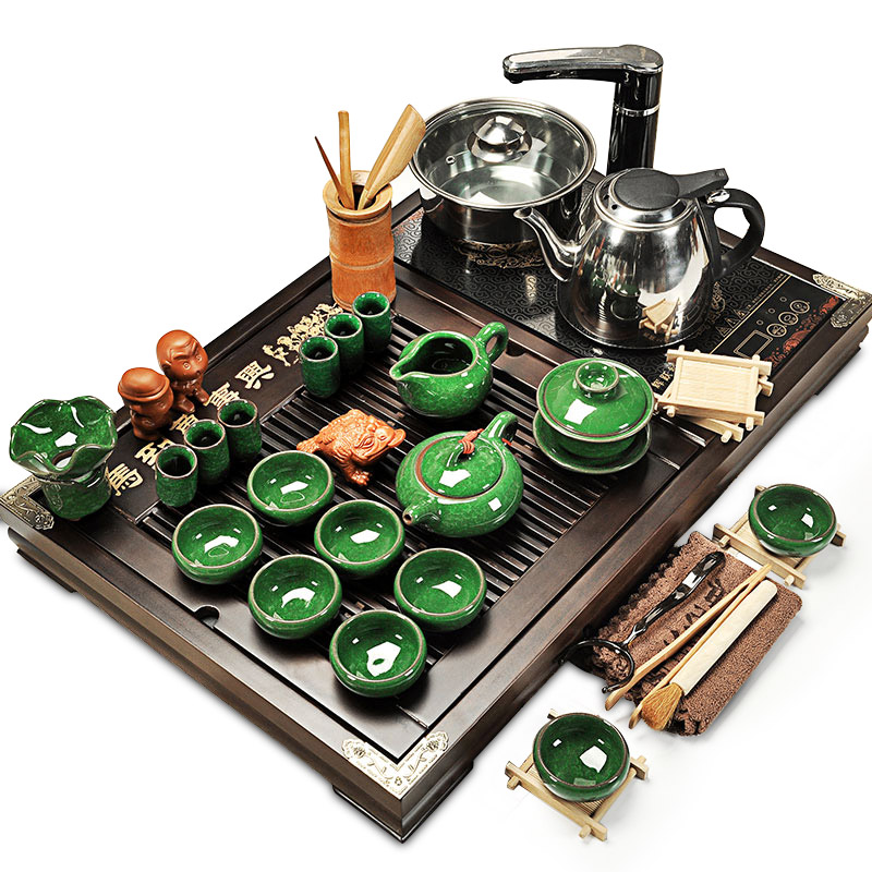 Hui, make tea tea suit ceramics household kung fu tea set a complete set of induction cooker contracted solid wood tea tray