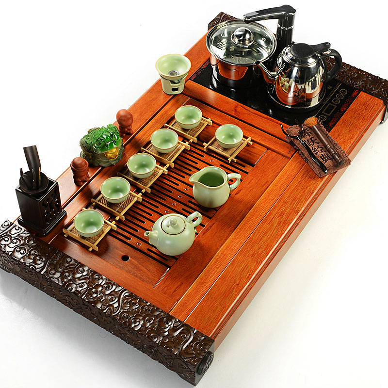 Hui make kung fu tea set tea exchanger with the ceramics up tea set a complete set of induction cooker solid wood tea tray