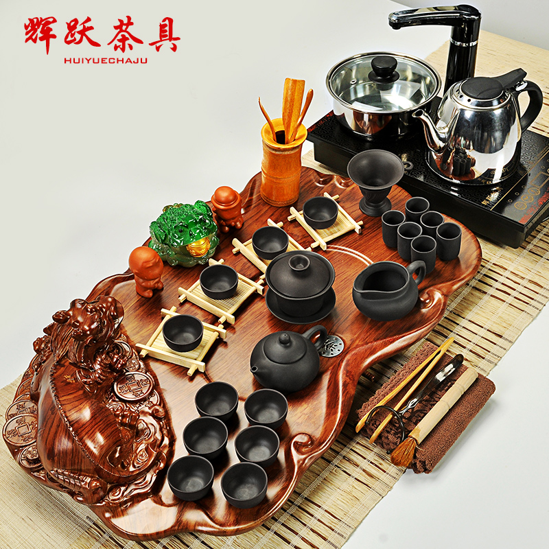 Hui, make tea sets solid wood tea tray of a complete set of violet arenaceous kung fu tea sets suit four unity induction cooker