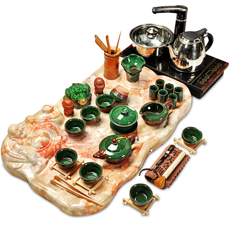 Hui, make tea set ceramic ice crack kung fu tea sets induction cooker technology of a complete set of wood tea tray of tea table