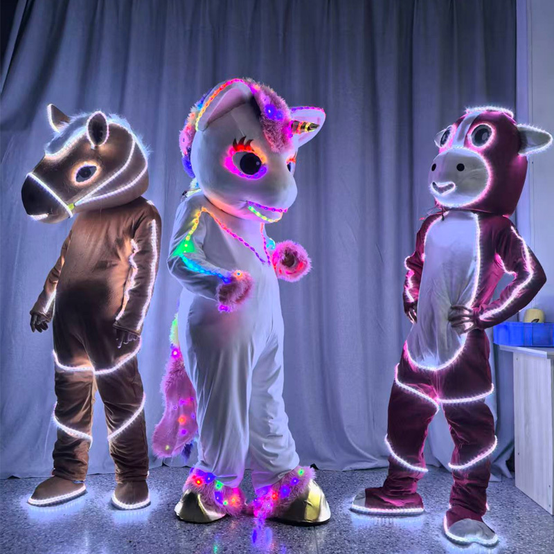 New Year of the Horse Mascot Costume Led Light-Up Stage Performance Fortune Mascot Costume Cartoon Character Costume Atmosphere Cos Costume