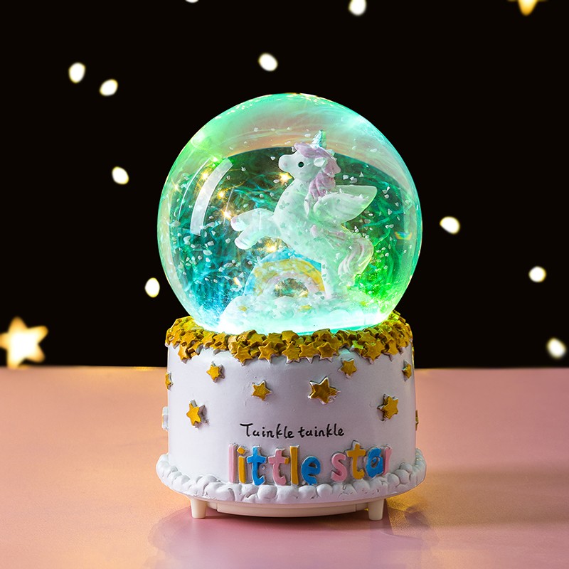 Children's Day Gift Sky City Transparent Crystal Ball Music Box Unicorn Eight-Oct Dreamly Giving Girlfriend Birthday
