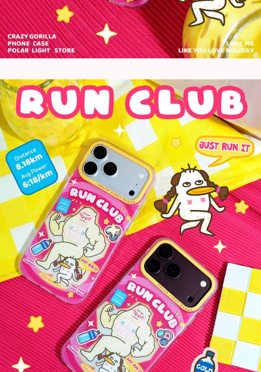 Girls RUN CLUB Muscle Gorilla Cute iPhone Case