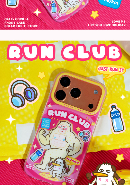 Girls RUN CLUB Muscle Gorilla Cute iPhone Case