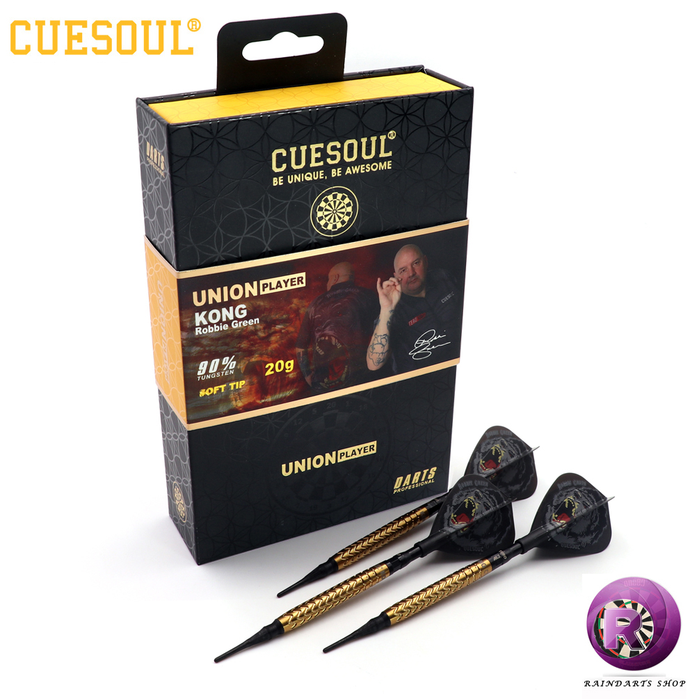 CUESOUL)Q Beast ROBBIE GREEN Customized Soft Professional Competition Grade Tungsten Steel Dart Set