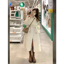 2021 New Winter Wool Coat Women's Middle School Long Small Thickened Wool Coat Hepburn Wind Autumn Korean Version