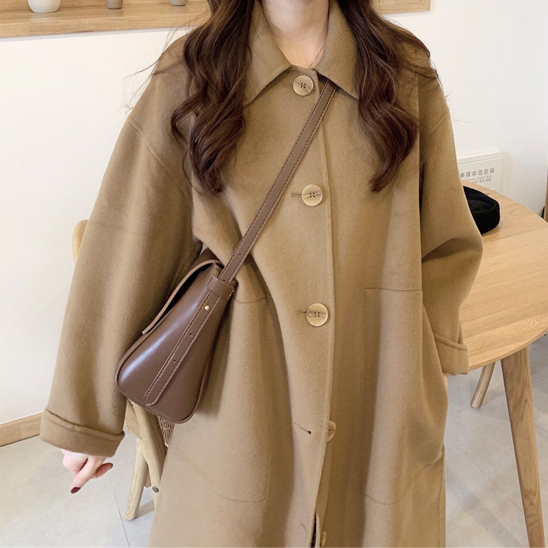 2021 Mao jacket women's new autumn and winter small sub-Hepburn Wind, in the long version of the Thickened Japan