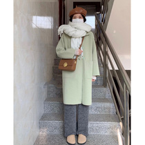Little man 2021 Winter New woolen coat womens woolen coat medium and long tide thickened Hepburn style Japanese