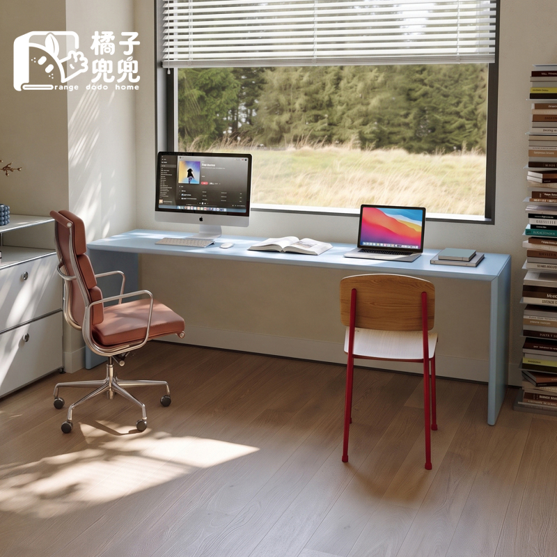Orange Doudou | Dopamine Double Desk Long Table for Girls Blue Study Office Home Study Room Computer Desk Orange Doudou | Dopamine Double Desk Long Table for Girls Blue Study Office Home Study Room Computer Desk