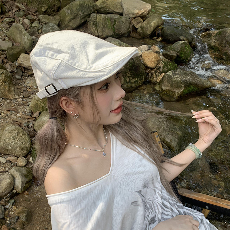 前後調節可能なフロントを備えた、日本風の万能ベレー帽。芸術的な英国風画家帽、野球帽、ユニセックス、カップル向けの調節可能なフロントキャップ。