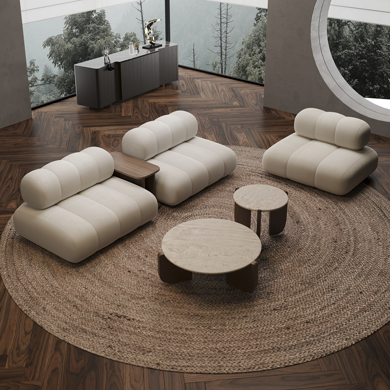 Straight-Row Sofa with Coffee Table Set for Guesthouses, Clothing Stores, Beauty Salons, Offices, Hotel Lobbies, and Reception Areas