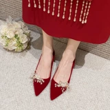 Красные свадебные туфли, обувь для невесты, традиционный свадебный наряд Сюхэ, свадебное платье, 3см, 5см, 6.5см, 2025 года, цвета шампанского, для подружки невесты