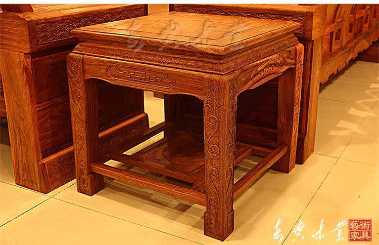 Dongyang gỗ gụ nội thất gỗ rắn sofa năm mảnh gỗ hồng châu Phi chạm khắc gỗ gụ đồ nội thất phòng khách kết hợp sofa - Bộ đồ nội thất kệ tivi phòng khách