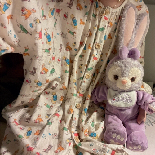 Мультяшный лонгслив, демисезонная пижама, милый комплект, коллекция 2023, премиум класс