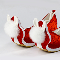 Mountain River Show Rabbit Rabbit Long song Restoration mural painting Tang Wind Mashing Photos and Qiaozis Qianghazi Skirt Han Suit Shoes heightening