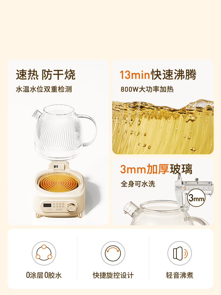 Joyoung Health Pot for Stewing and Cooking, Multifunctional Household Tea Kettle, All-Glass 2026 New Model, Official Flagship Store