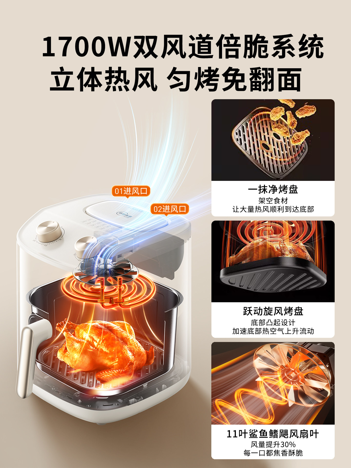 Joyoung Air Fryer Home Multifunctional All-In-One 2026 New Model Large Capacity No Flipping Needed Official official store Genuine Product