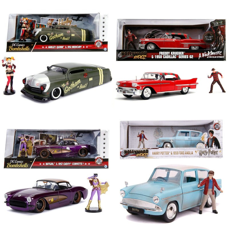 Jada 1:24 Alloy Car Model Harley Quinn Ghostbusters Dc Comics Figure Harry Potter Toy Car