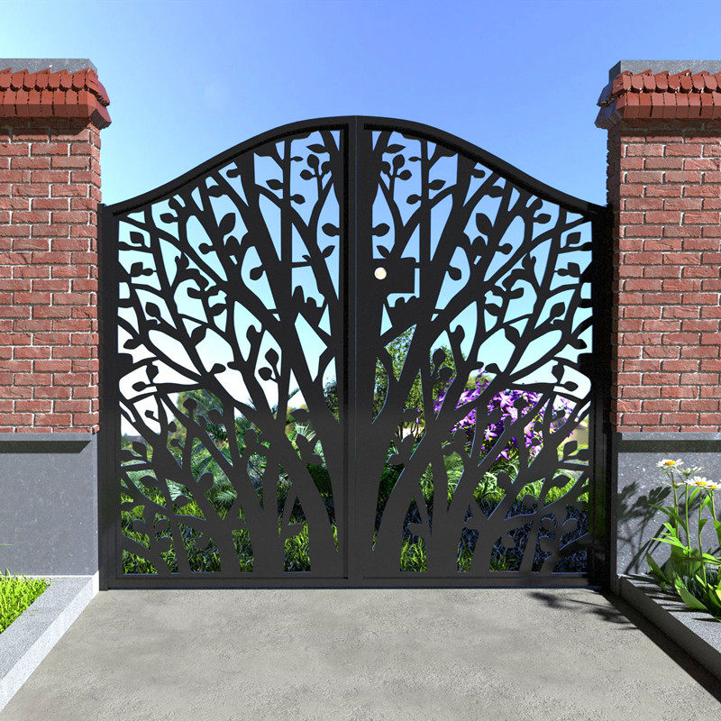 European-style wrought iron gate courtyard door garden villa country side-by-side door entry double door outdoor hollow wrought iron gate