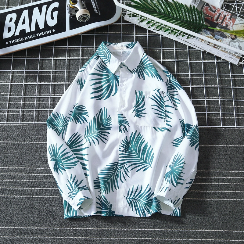 Hàn Quốc áo sơ mi dài tay ulzzang Hồng Kông du lịch mỏng phần lỏng lẻo Hawaii kỳ nghỉ gió nam và nữ