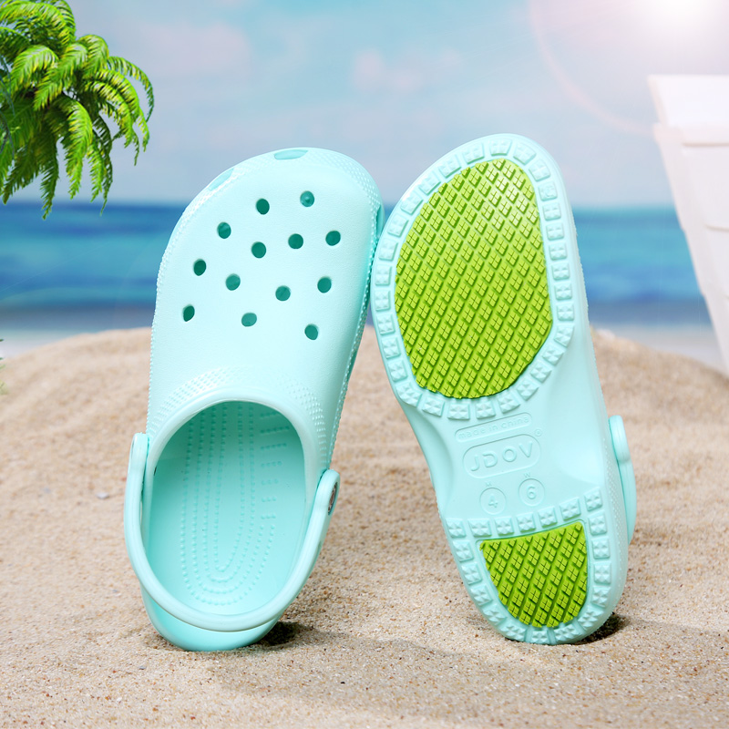 Lỗ giày nữ mùa hè mặc không trơn trượt bằng phẳng y tá phụ nữ mang thai dép và dép đi trong vườn giày thạch giày đi biển 