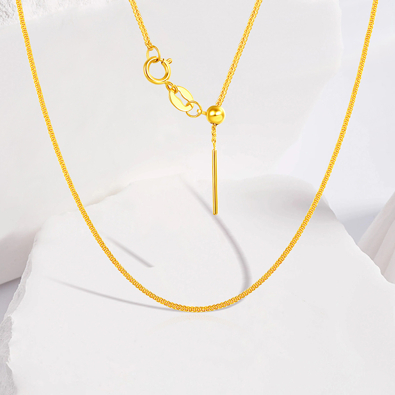 Dream Gold Garden 18K Gold Necklace Au750 Genuine Chopard Chain Women's Plain Chain Adjustable Needle Chain Necklace Dream Gold Garden 18K Gold Necklace Au750 Genuine Chopard Chain Women's Plain Chain Adjustable Needle Chain Necklace