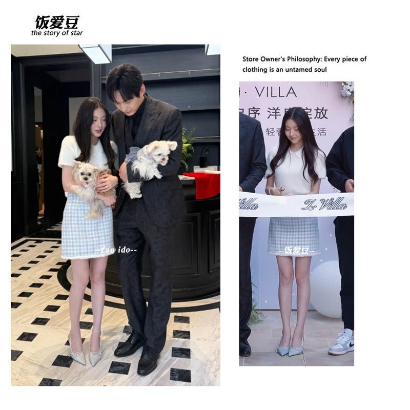 Xu Luyang's Semi-Mature Lover, Liu Liu, Wears the Same Style High-Heeled Shoes with Thin Heels, Bowknot, Pointed Toe, Closed-Toe Sandals, and Backless Single Shoes