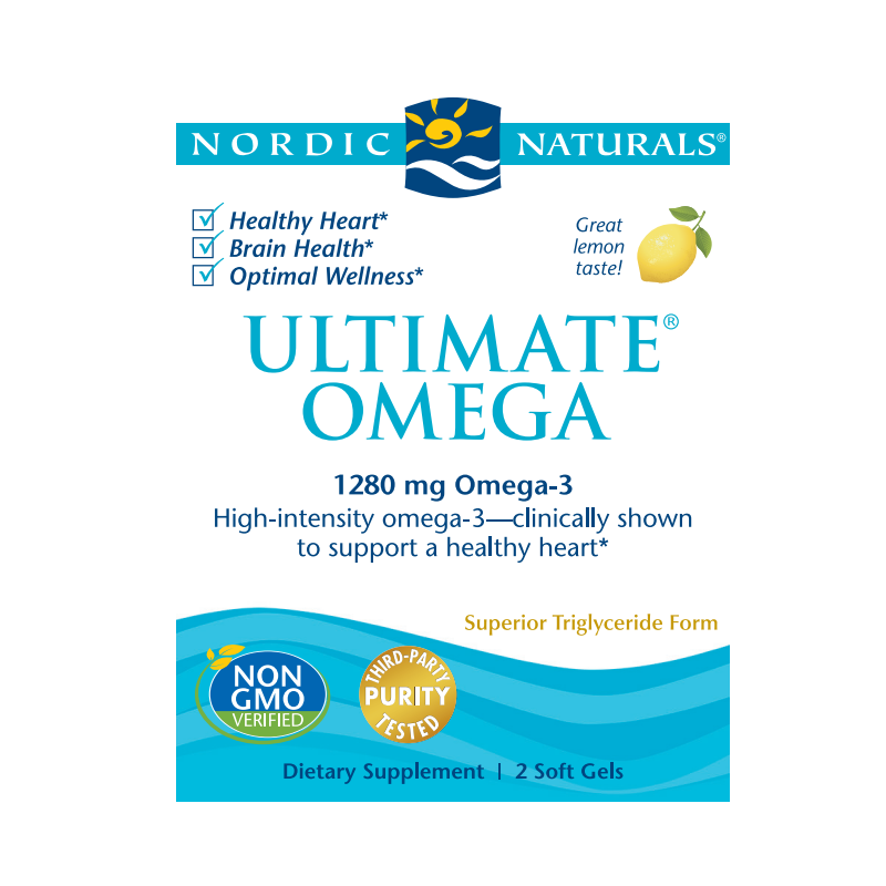 (Portable Packaging) Ultimate Omega 3 Fish Oil Softgels 2 Capsules Teens Adults Middle-aged and Older