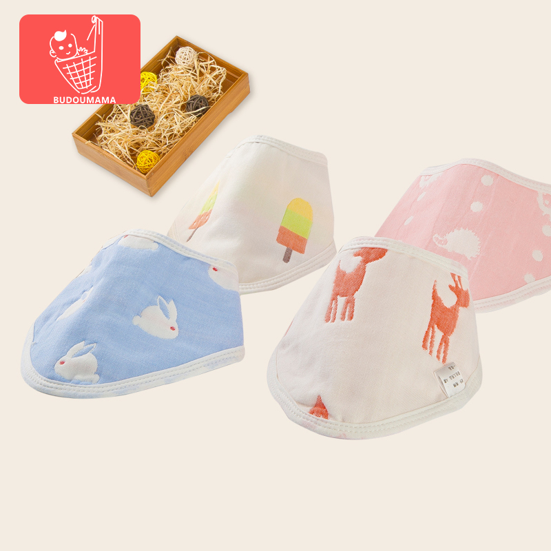 6 layers of cotton gauze baby newborn triangle towel saliva towel Cotton oversized baby bib bib four seasons