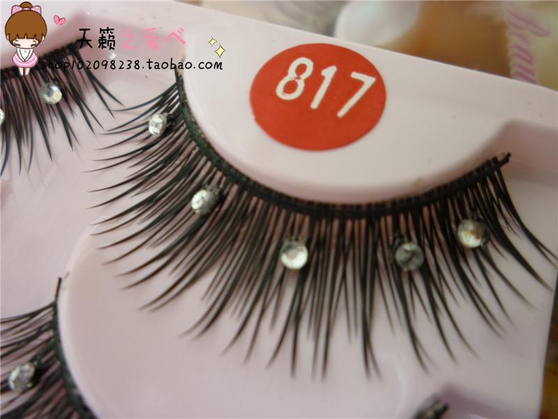 Trang điểm nude tự nhiên với kim cương thực tế chéo dày trang điểm sân khấu năm kim cương cứng cuống lông mi giả 817 mi giả hàn quốc