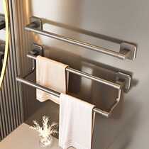 Supply of no-punch gun gray single-pole towel rack bathroom towel bar hanging rod space aluminum bathroom double pole