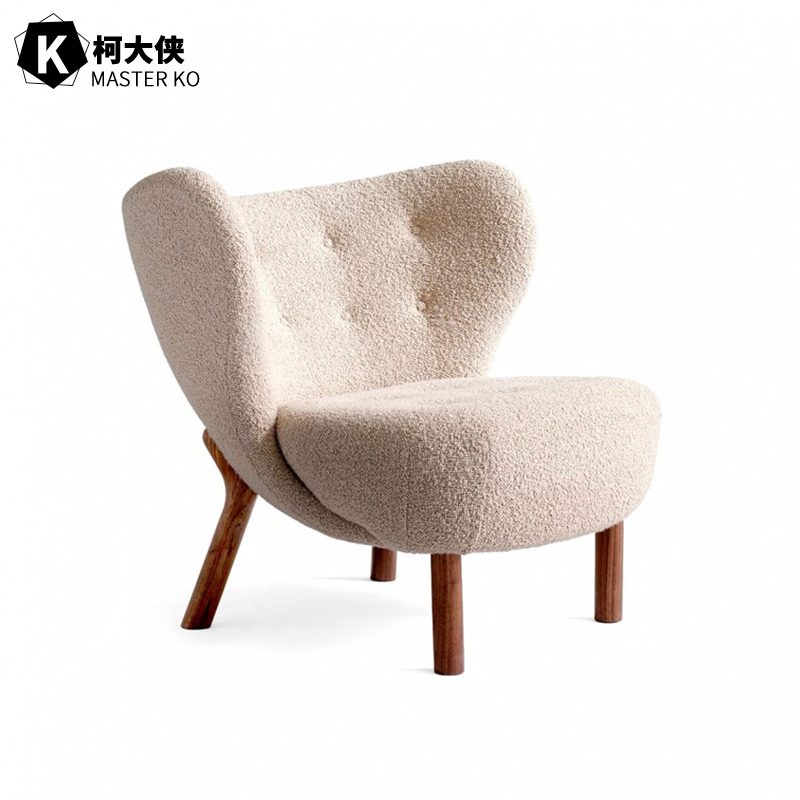 Nordic Fashion Brief Solid Wood Lamb Wool Backrest Sloth Sofa Home Living-room Bedroom Balcony Casual Chair Customised