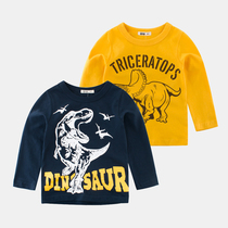 Korean version of childrens clothing 2020 new autumn boys dinosaur print long sleeve T-shirt childrens coat childrens base shirt