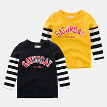 2020 Spring childrens clothing childrens base shirt boys long sleeve T-shirt baby shirt fake two girl Korean version