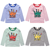 Boys striped long sleeve T-shirt autumn clothes 2020 new childrens base shirt baby Korean top stretch pullover