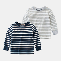 Childrens clothing autumn and winter new boys base shirt stripes Lycra childrens long sleeve T-shirt cotton coat girls autumn clothes tide