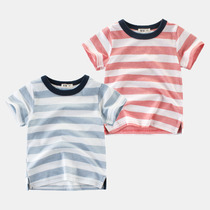 Boys summer baby stripes short sleeve T-shirt cotton 2020 Summer new Korean childrens clothing children half sleeve shirt