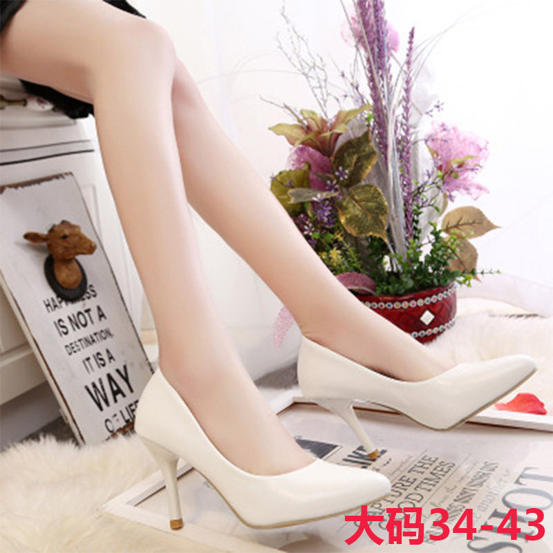 Spring and autumn new women's shoes sexy nightclub white CD pseudo-mother pointed high heels bridal shoes large size dress women's shoes