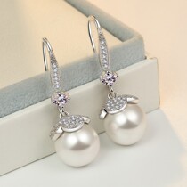 Pearl tassel silver plated earrings flower long women drop earrings Japanese Korean fashion simple temperament hypoallergenic