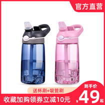 United States Melais summer leak-proof straw cup Portable childrens kettle Kindergarten Plastic primary school student messenger cup