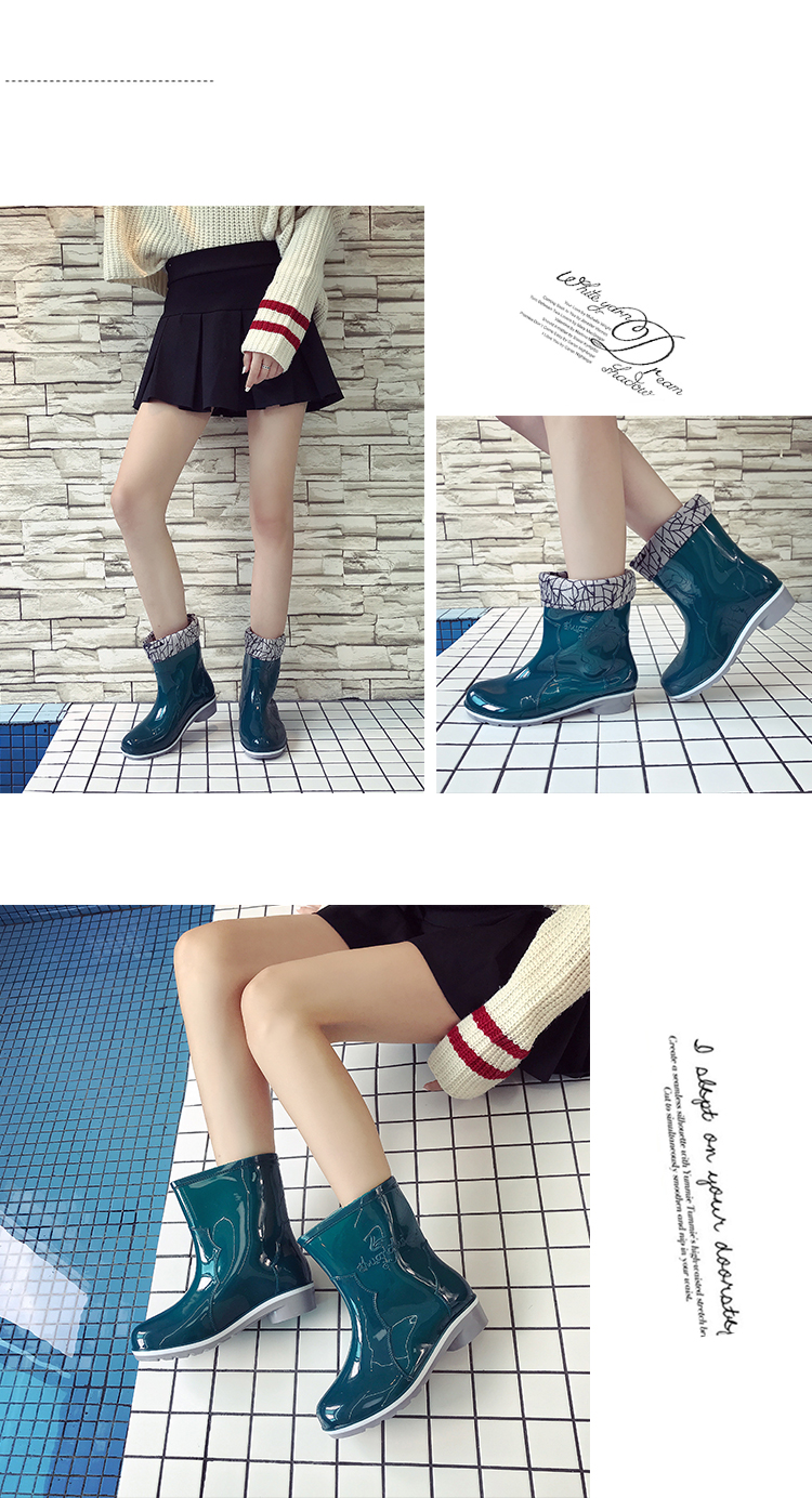 Mùa thu và mùa đông thời trang giày đi mưa nữ trưởng thành Hàn Quốc Giày ống ngắn dễ thương không thấm nước giày chống trượt trong ống mưa giày cao su bọc giày đi mưa cao su