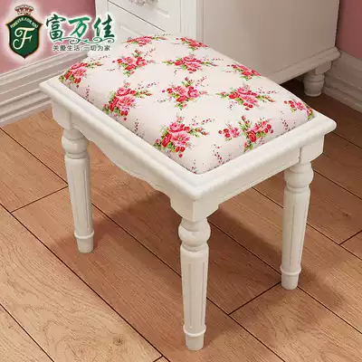 European makeup chair simple fabric solid wood makeup table chair nail stool pastoral bedroom simple shoe stool