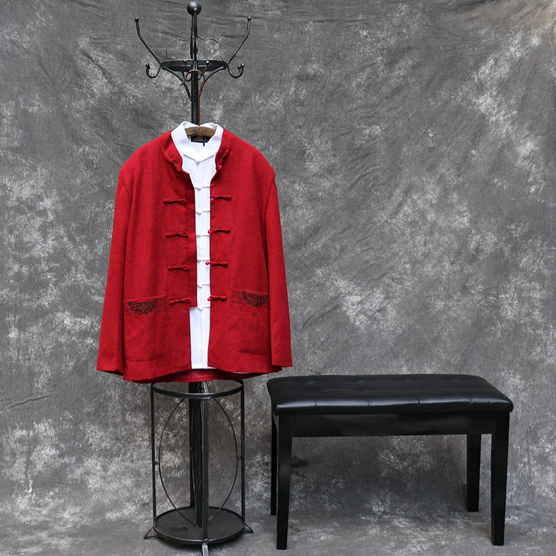 Middle Aged Wedding Dang Dress Man Long Sleeve Cotton Hemp China Wind Cotton Linen Chinese Style Hanfu Spring Autumn Season Dad Dress Jacket