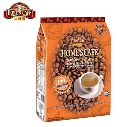 马来西亚进口怡保故乡浓榛果味白咖啡速溶三合一咖啡粉600g袋装