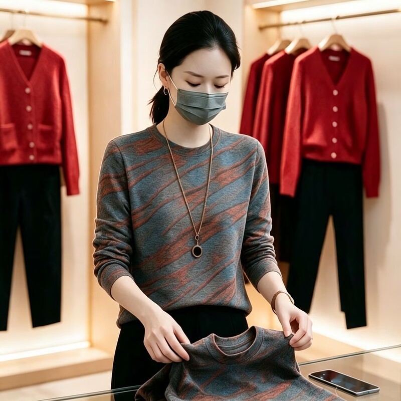 Autumn Vintage Print Long-Sleeve T-Shirt for Women, Stylish and Versatile Top for Middle-Aged Moms' Workwear Autumn Vintage Print Long-Sleeve T-Shirt for Women, Stylish and Versatile Top for Middle-Aged Moms' Workwear