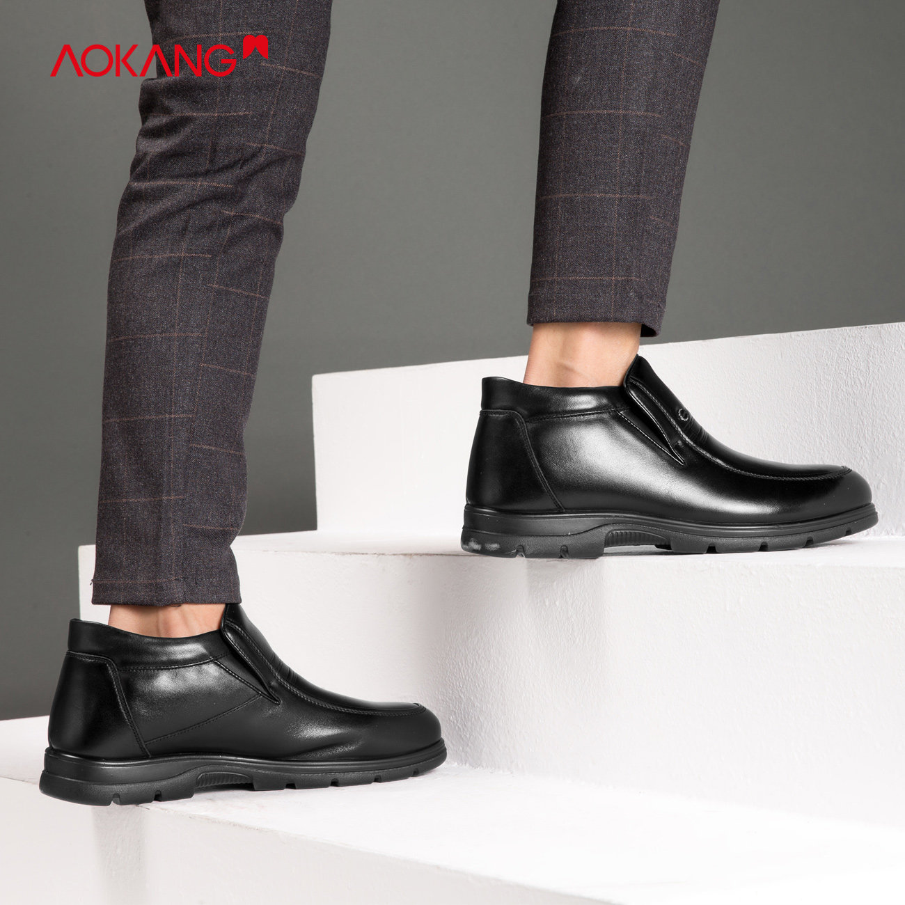 奥康 高帮加绒保暖 男式皮鞋 天猫优惠券折后￥169包邮（￥269-100）2色可选