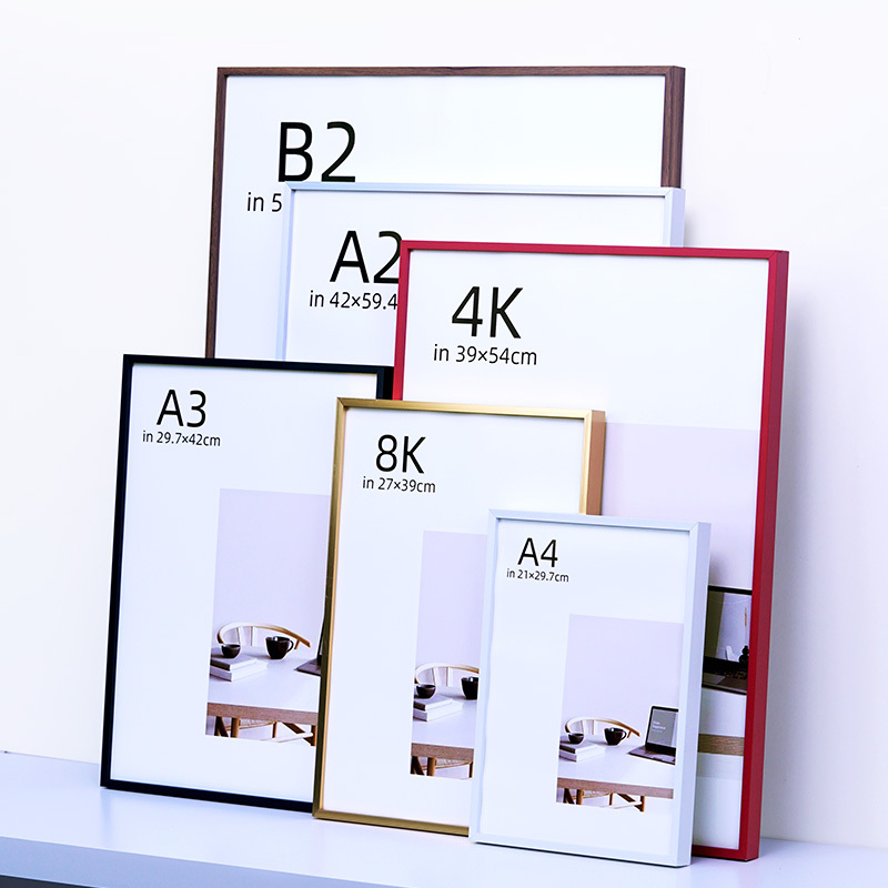 No-Drill, Replaceable Aluminum Alloy Picture Frame A1A2A3A4A5B1B24K8 for 60X90 Posters and Advertising Paintings for Wall Hanging