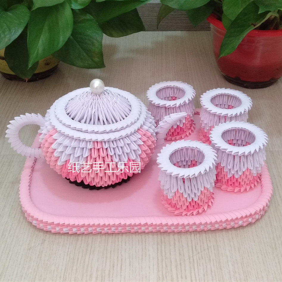 Student Solid Triangle Folded Paper Children Handmade Creative Handmade Handmade paper Puzzle Handmade Material Bag DIY Teapot