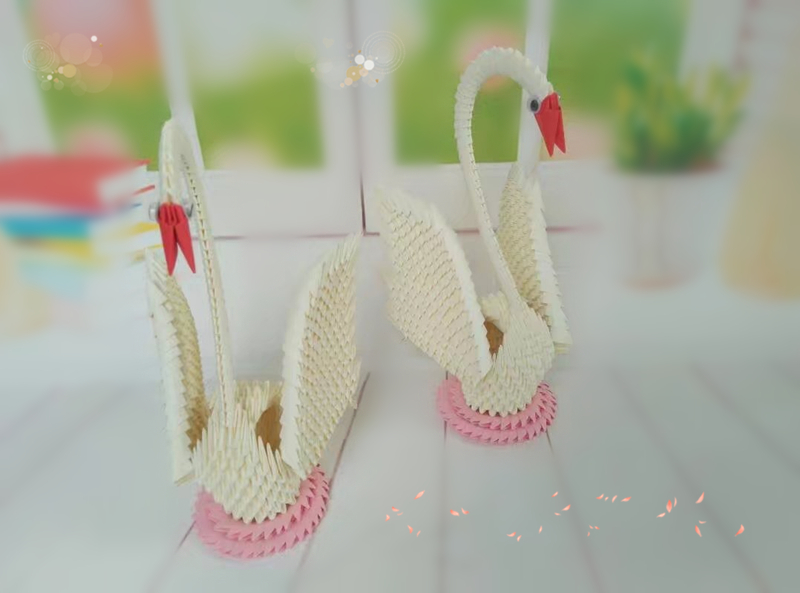 Sinh viên sáng tạo làm bằng tay tam giác chèn origami trẻ em của gói vật liệu câu đố cha mẹ và con DIY thiên nga động vật stereo